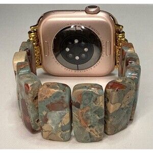 Cape Diablo Apple Watch Strap Band Imperial Jasper Stretch Blue Green Small NWOT